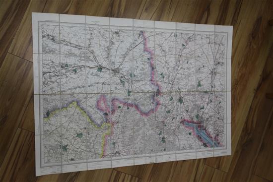 Edward Stanford - 6 folding pocket Ordnance Survey maps - one inch to one mile, for Sandhurst,